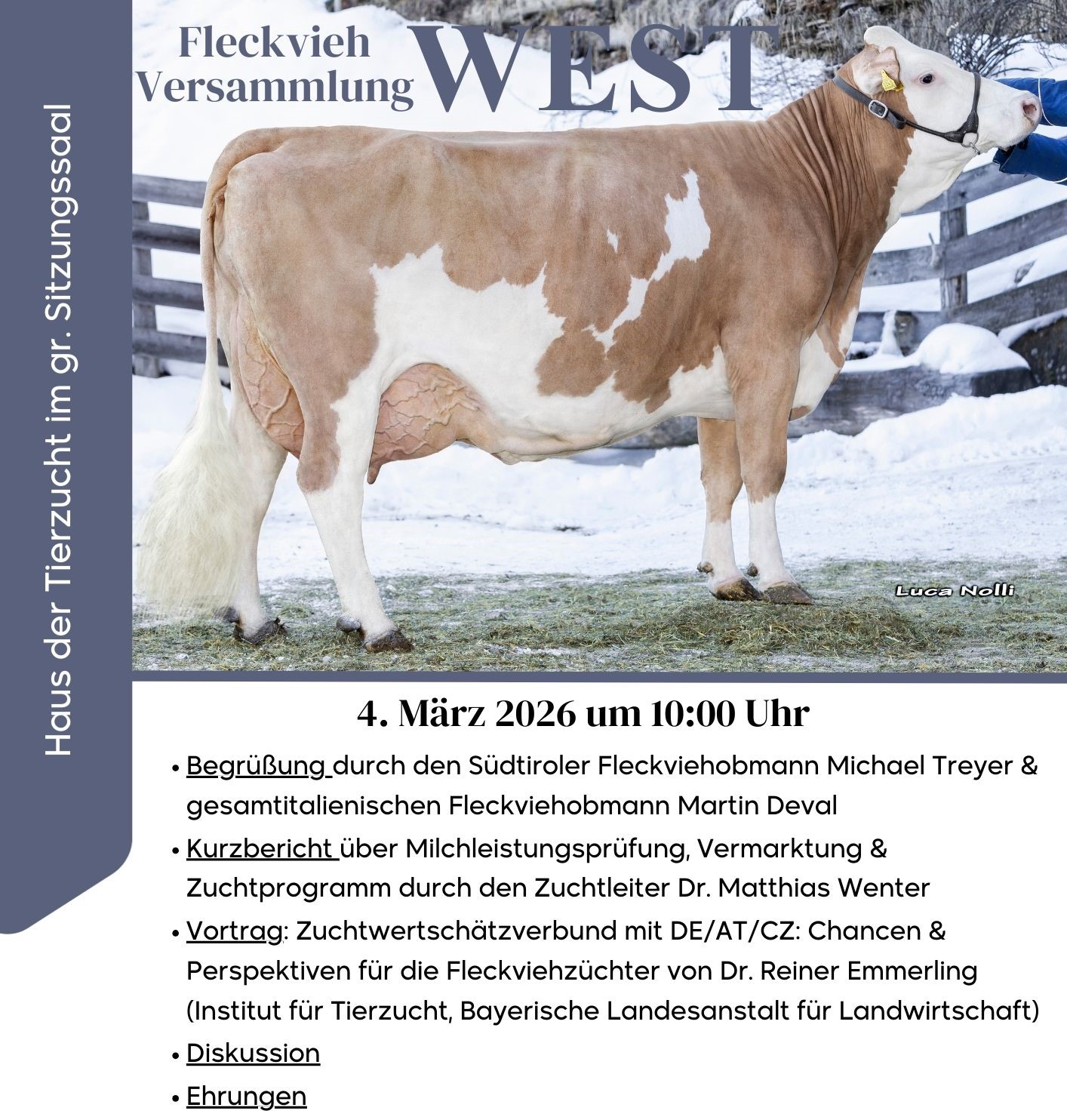 Fleckvieh – Versammlung WEST am Mittwoch, den 4. März 2026