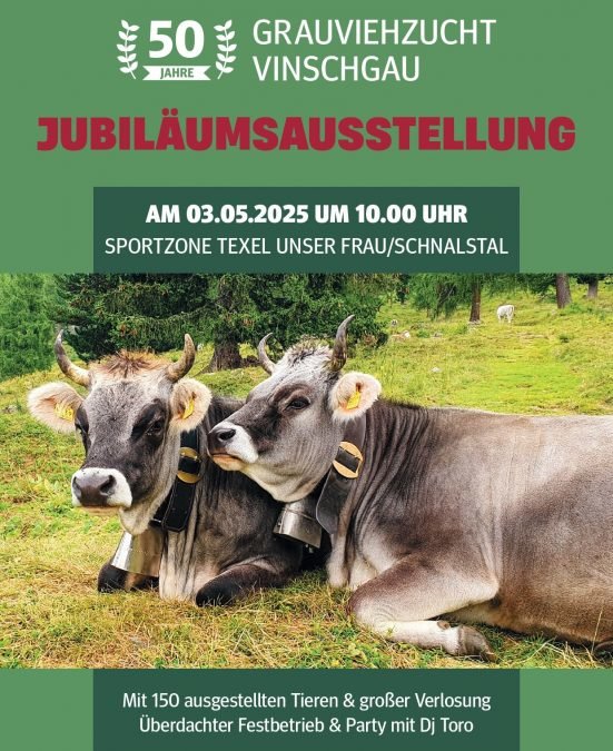 Jubiläumsausstellung 50 Jahre Grauviehzucht Vinschgau am 03. Mai 2025