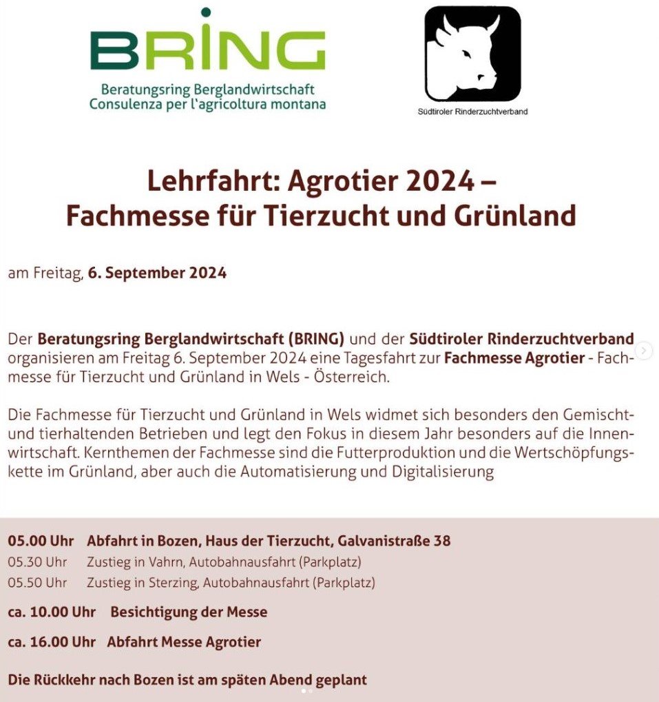 LEHRFAHRT zur Messe AGROTIER nach Wels